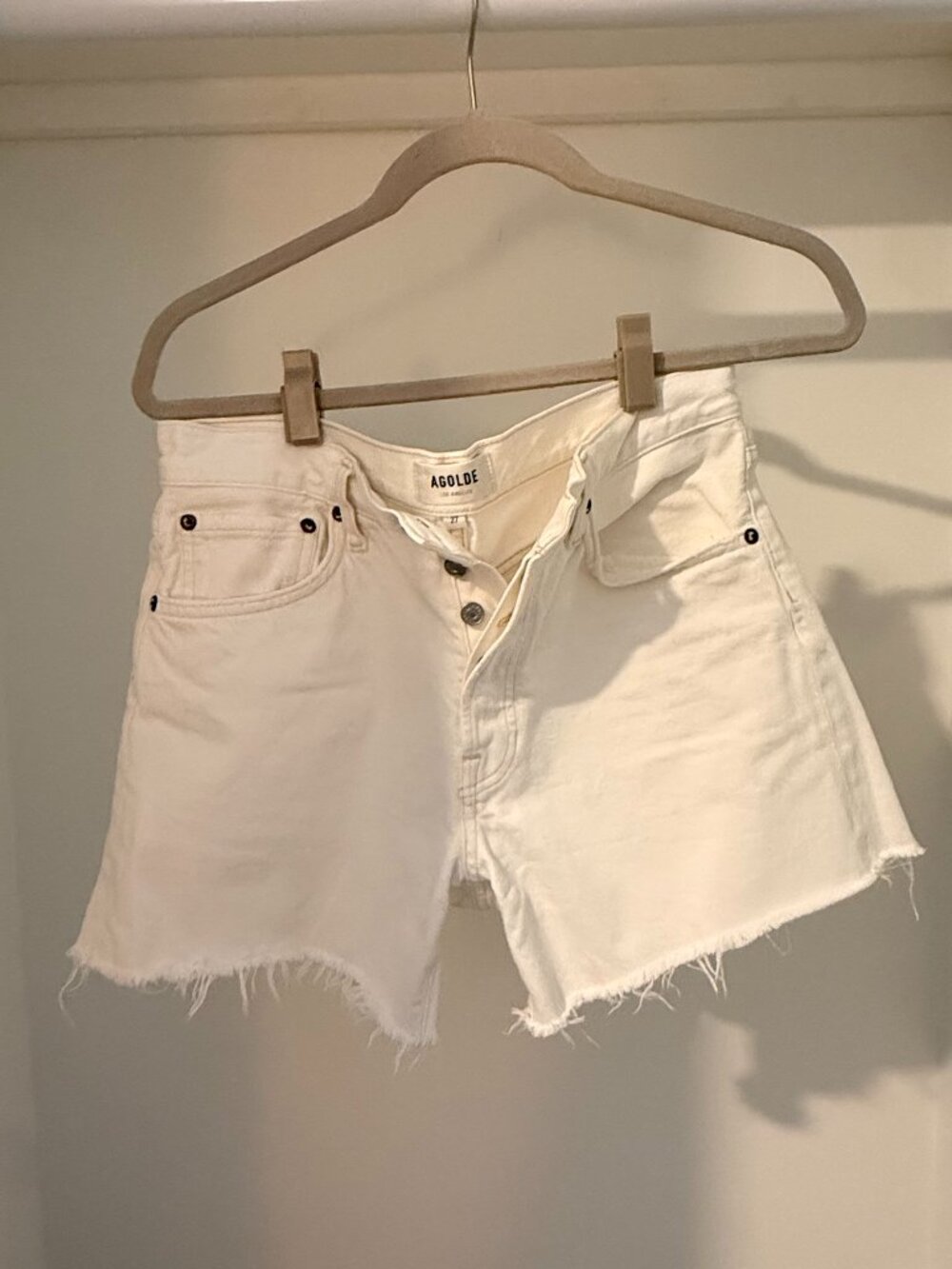 White Distressed Denim Cutoff Shorts